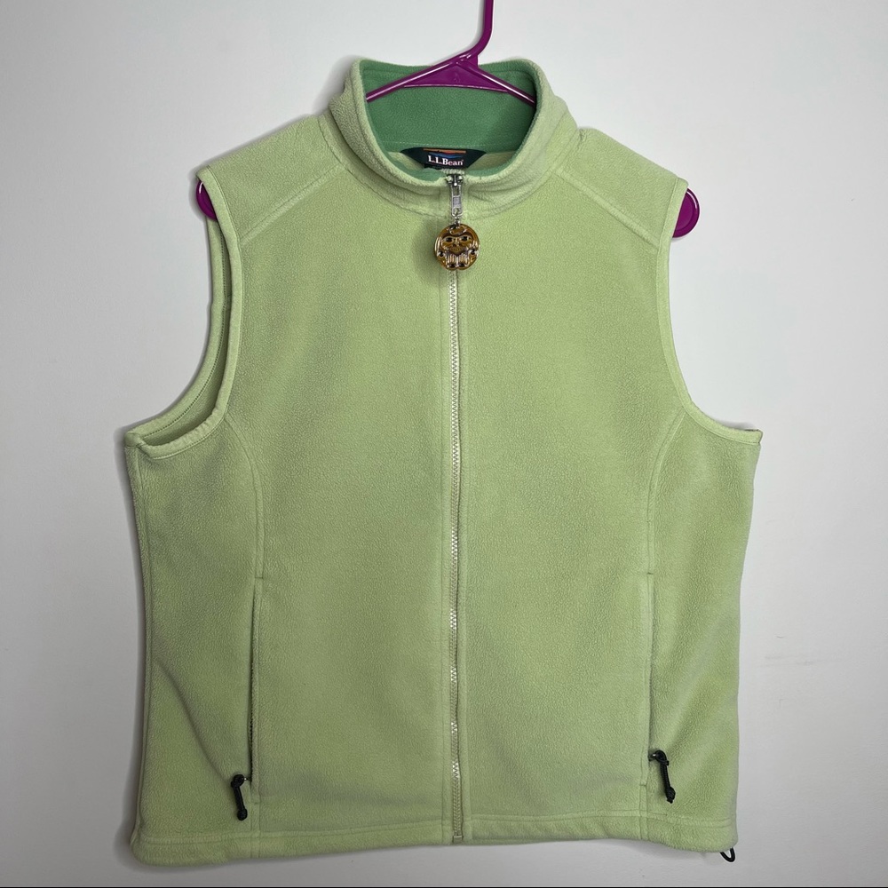L.L Bean green fleece zip up vest sz M